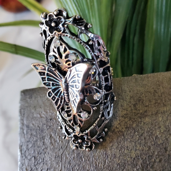 Large Butterfly Antique Silver Tone Adjustable Band Ring 💥3 for $24💥 - Picture 12 of 12